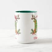 Custom Monogram initial M Santa merry Christmas  マグカップ (中央)