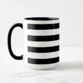 Custom Monogram Initial Name Black White Stripes マグカップ (左)