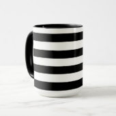 Custom Monogram Initial Name Black White Stripes マグカップ (正面左)