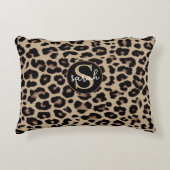 Custom Monogram Initial & Name Chic Leopard Print アクセントクッション (正面)