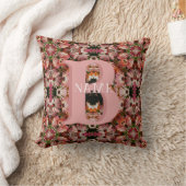 Custom Monogram Initial Name Daisy Floral Art クッション (ブランケット)
