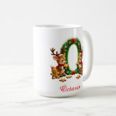 Custom Monogram initial O merry Christmas  コーヒーマグカップ (正面右)