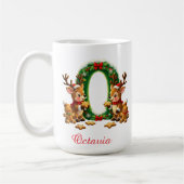 Custom Monogram initial O merry Christmas コーヒーマグカップ (左)