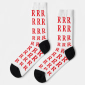 Custom Monogram Initial White Red socks ソックス (左)