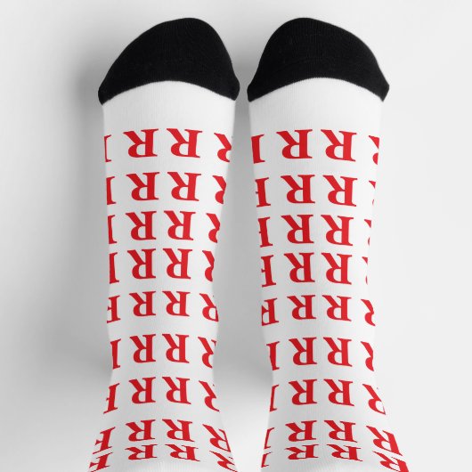 ​Custom Monogram Initial White Red socks ソックス (上部)
