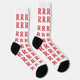 ​Custom Monogram Initial White Red socks ソックス
