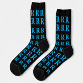 Custom Monogram Letter Black Blue socks ソックス (左)