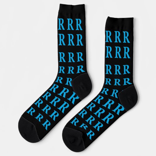 Custom Monogram Letter Black Blue socks ソックス (左)