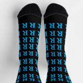 Custom Monogram Letter Black Blue socks ソックス (上部)