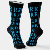Custom Monogram Letter Black Blue socks ソックス (傾斜あり)