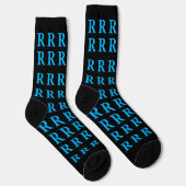 Custom Monogram Letter Black Blue socks ソックス (右)