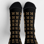Custom Monogram Letter Black Gold socks ソックス (上部)