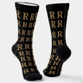 Custom Monogram Letter Black Gold socks ソックス (傾斜あり)