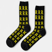 Custom Monogram Letter Black Yellow socks ソックス (左)