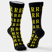 Custom Monogram Letter Black Yellow socks ソックス (傾斜あり)