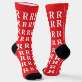 Custom Monogram Letter White Red socks ソックス (傾斜あり)