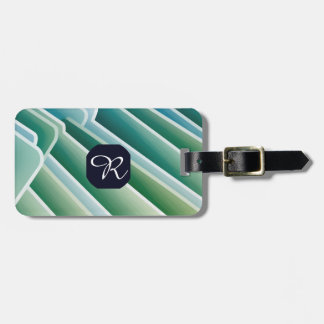 Custom Monogram Luggage Tag – Blue Green Abstract ラゲッジタグ