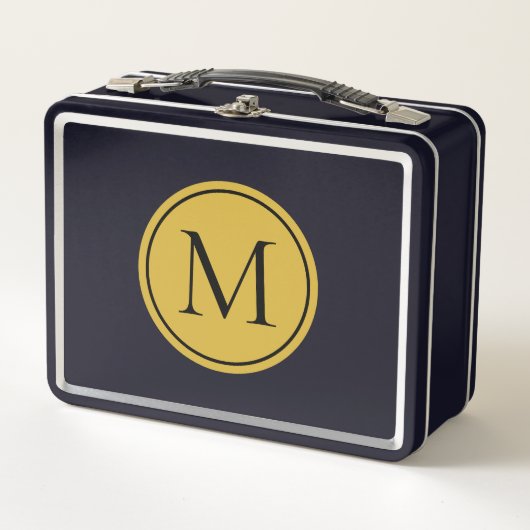Custom Monogram Metal Lunch Box Stylish and Bold メタルランチボックス (正面)