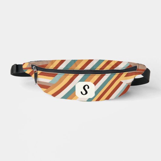 Custom Monogram Modern Retro 70s Geometric  ファニーパック (正面)