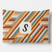 Custom Monogram Modern Retro 70s Geometric Large アクセサリーポーチ (正面)