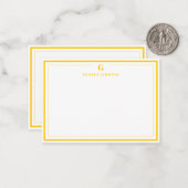 Custom Monogram Mustard Yellow Border Stationery ノートカード (正面/裏面インサイチュ)