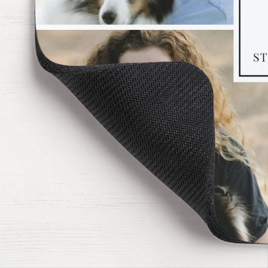 Custom Monogram & Name 4 Photo Collage Template マウスパッド (コーナー)