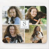 Custom Monogram & Name 4 Photo Collage Template マウスパッド (正面)