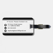 Custom Monogram, Name and Photo, Black and White ラゲッジタグ (裏面横)