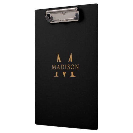Custom Monogram Name Black Executive Clipboard クリップボード (左)