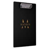 Custom Monogram Name Black Executive Clipboard クリップボード (右)
