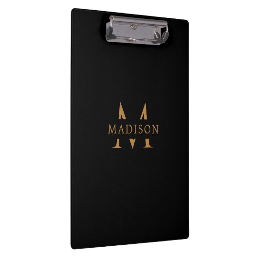 Custom Monogram Name Black Executive Clipboard クリップボード (右)