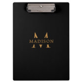 Custom Monogram Name Black Executive Clipboard クリップボード (正面)