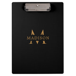 Custom Monogram Name Black Executive Clipboard クリップボード