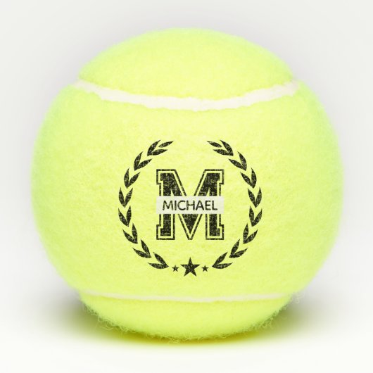 Custom Monogram Name Bold Initial Tennis Ball テニスボール (裏面)