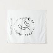Custom Monogram Name & Date Elegant Wedding タペストリー (正面(横))