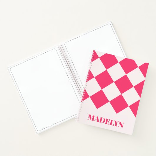 Custom Monogram Name Pink& White Geometric  ノートブック (内部)