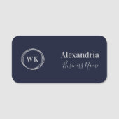 Custom Monogram Navy Silver Employee 名札 (正面)