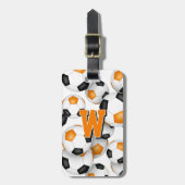 custom monogram orange black soccer club colors ラゲッジタグ (正面縦)
