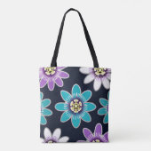 Custom Monogram Passion Flower Floral Shoulder トートバッグ (裏面)