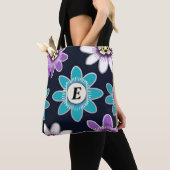 Custom Monogram Passion Flower Floral Shoulder トートバッグ (クローズアップ)