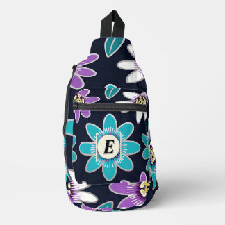 Custom Monogram Passion Flower Floral Sling Bag スリングバッグ