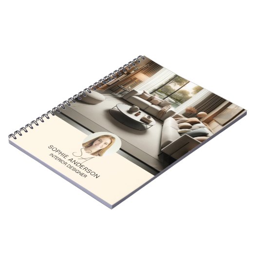Custom Monogram Photo Interior Design Professional ノートブック (左側)