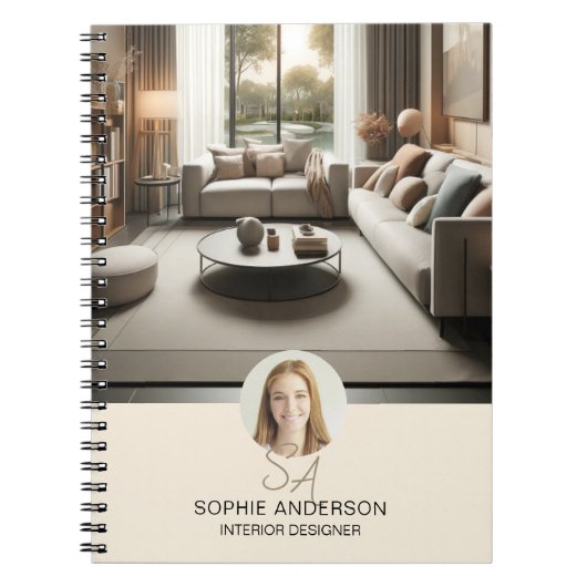 Custom Monogram Photo Interior Design Professional ノートブック (正面)