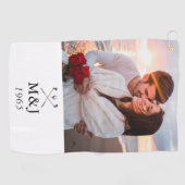 Custom Monogram Photo Wedding Anniversary Date ゴルフタオル (横)