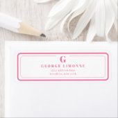 Custom Monogram Pink Border Address Label ラベル (インサイチュ)