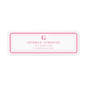 Custom Monogram Pink Border Address Label ラベル (正面)