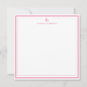 Custom Monogram Pink Border Stationery  ノートカード (正面)