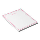 Custom Monogram Pink Border Stationery  ノートパッド (アングル)