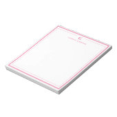 Custom Monogram Pink Border Stationery  ノートパッド (回転)