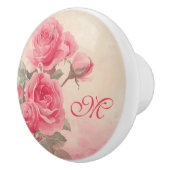 Custom Monogram Pink Floral Ceramic Knob セラミックノブ (右)